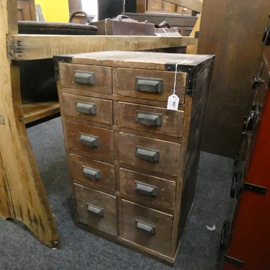 JAPANESE TAISHO PERIOD 10 DRAWER FILE CABINET H630 W390 D294