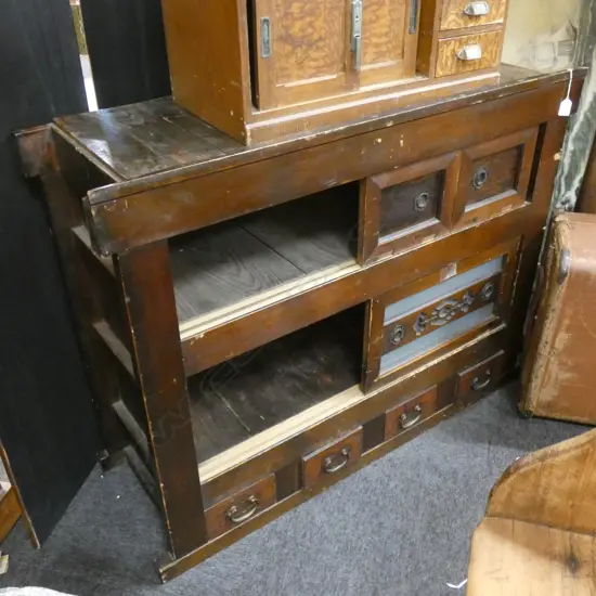 EARLY 1900’S MIZUYA KITCHEN CHEST CEDAR, CYPRESS AND KEYAKI WOODS  H897 W1132 D419mm