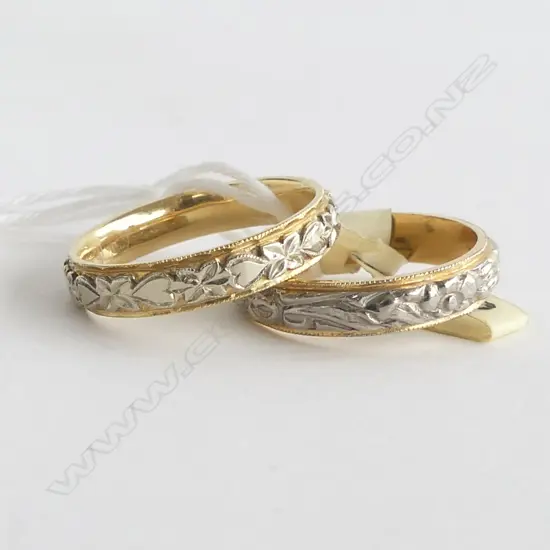 2 X 18CT GOLD PALLADIUM BAND RINGS NEW OLD STOCK 8.32GMS