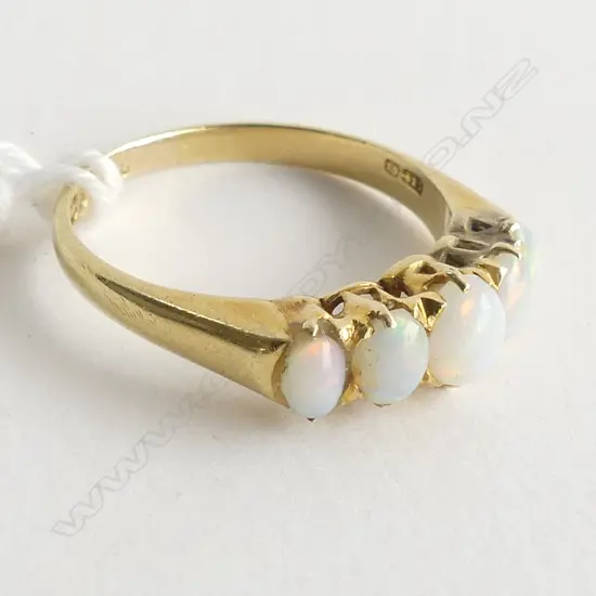(87) 15CT GOLD ANTIQUE OPAL RING BIRMINGHAM 1898