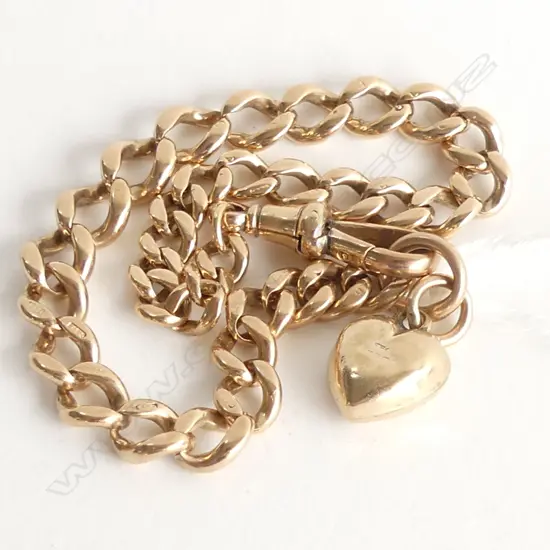 (72) 9CT ROSE GOLD BRACELET WITH HEART CHARM 14.2gm