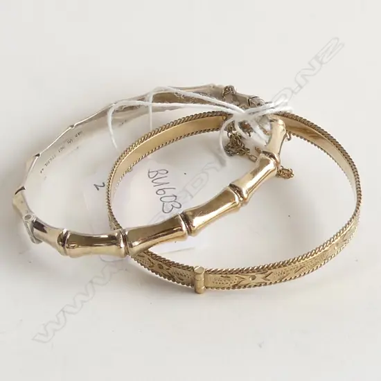 (85) TWO GOLD PLATED BANGLES