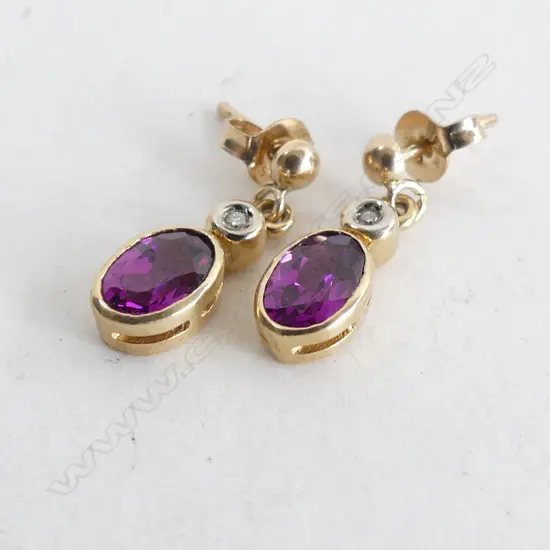 PAIR 9CT GOLD AND GEMSTONE SET EARRINGS