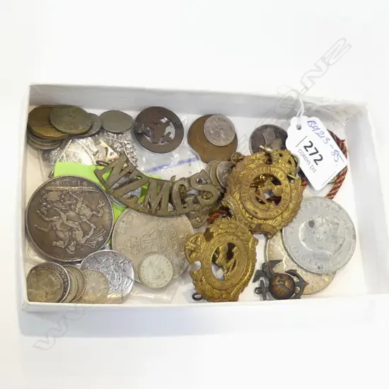 OLD COINS + MILITARY BADGES + ETC