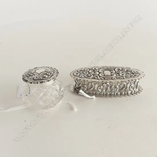 SILVER DRESSER POT & SILVER/CRYSTAL DRESSER POT BIRMINGHAM 1904