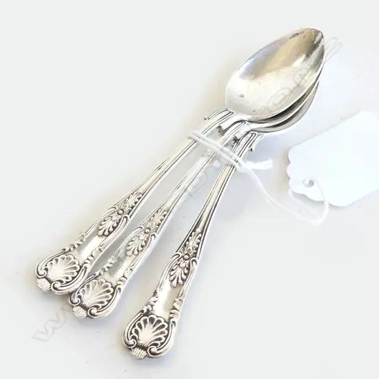 THREE SILVER KINGS PATTERN COFFEE SPOONS SHEFFIELD 1959 45gm