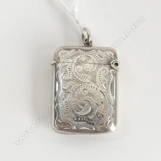 EDW. SILVER ENGRAVED VESTA CHESTER 1903