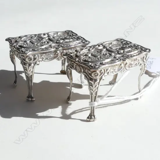 PAIR OF SILVER MINIATURE TABLES BIRMINGHAM 1978 25gm