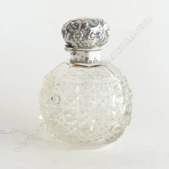 SILVER LIDDED CUT CRYSTAL PERFUME POT BIRMINGHAM 1899
