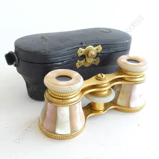 MOTHER OF PEARL OPERA GLASSES IN CASE