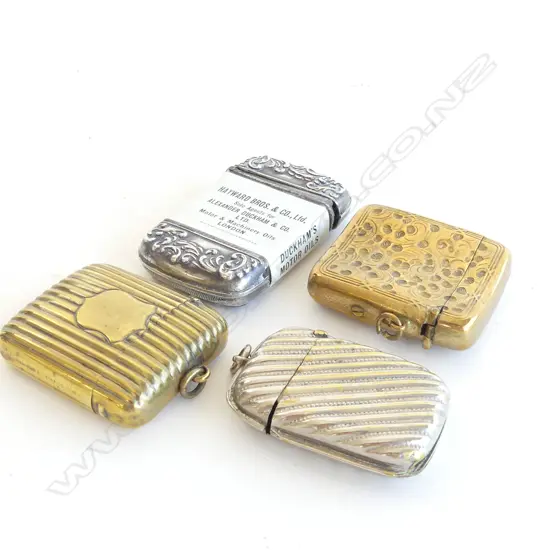 FOUR VESTAS - 2 BRASS/1 SILVERPLATE/1 ADVERTISING