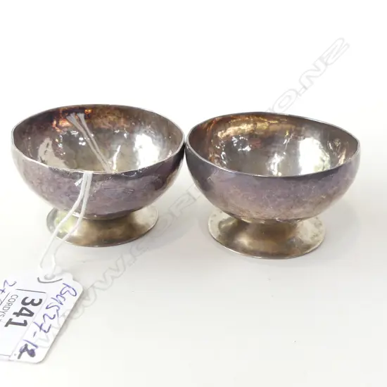 2 PAIRS SALT CELLARS SILVER ? can't see marks