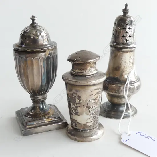 3 ASST PEPPER POTS INC. GEORGIAN & VICTORIAN  113.6GMS