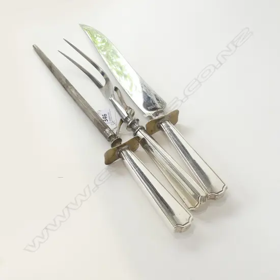 STG SILVER 3 PCE CARVING SET, HANDLES STAMPED STERLING