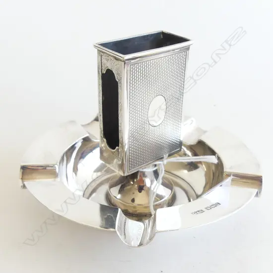 SILVER ASHTRAY AND MATCHSTRIKER SHEFFIELD  1903 133gm