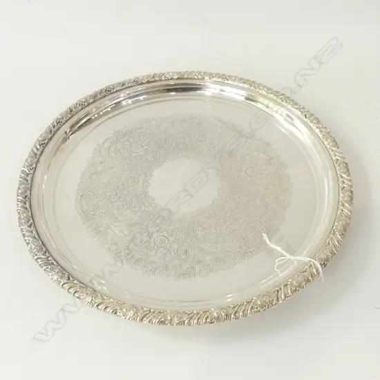 HEAVY ROUND SILVER PLATE TRAY DIA 355MM