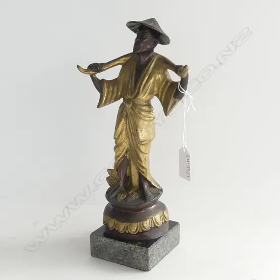 BRONZE & GILT ORIENTAL FIGURE H.270mm