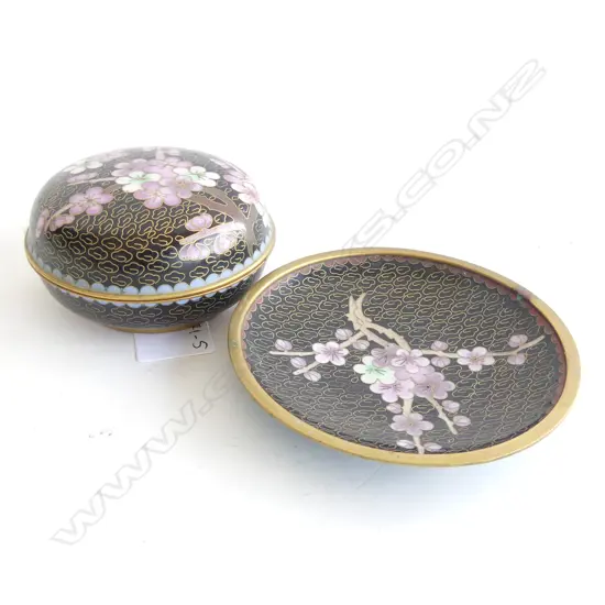 (20747) CLOISONNE TRINKET BOX D. 85mm & PIN DISH D. 100mm