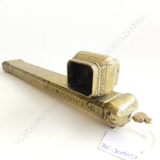 OLD CHINESE ENGRAVED BRASS OPIUM PIPE ? HOLDER L.260mm