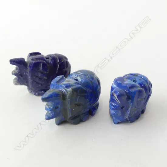 3 MINIATURE LAPIS LAZULI ELEPHANTS L 25MM