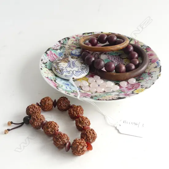 CHINESE PLATE + ASST. ORIENTAL JEWELLERY 