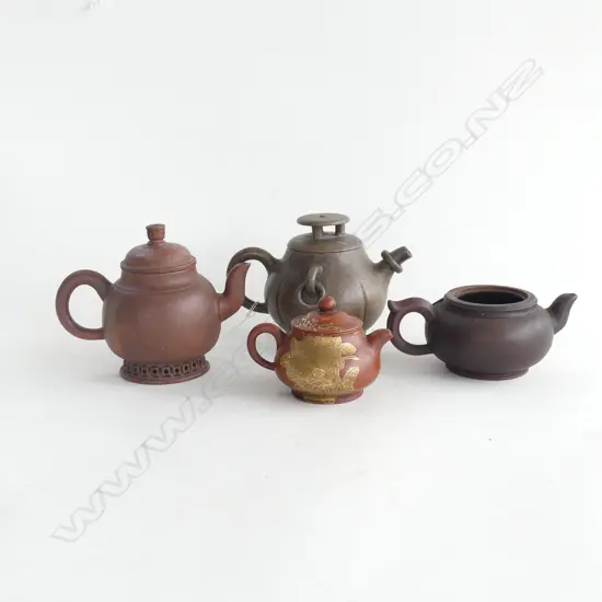 4 ASST SM ORIENTAL TEAPOTS, ALL A/F
