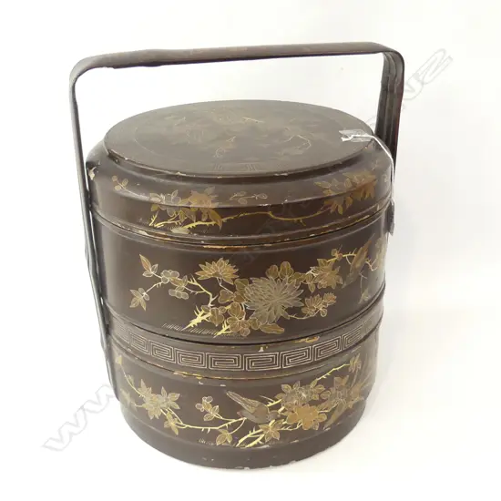 ORIENTAL LACQUER TIFFIN BOX H  400 DIA 430MM