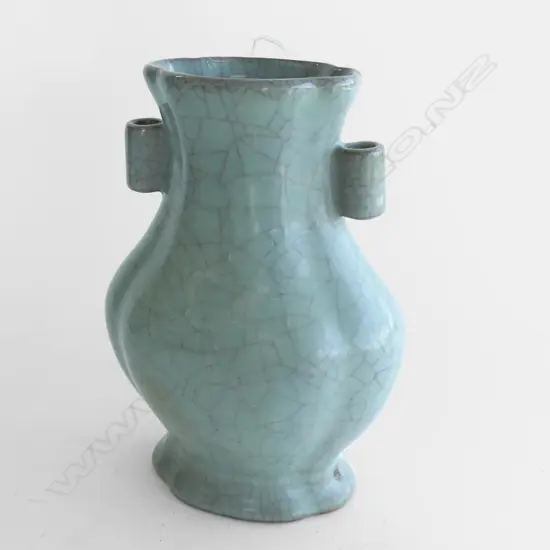 ORIENTAL CELADON CRACKLE GLAZE ARROW FORM VASE H.270mm