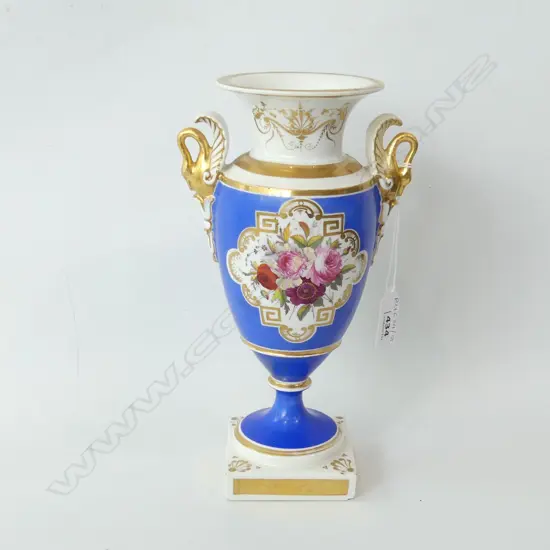 REGENCY BLUE PAINTED BALUSTER VASE H.240mm