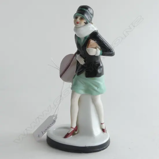 PORCELAIN ART DECO LADY FIGURINE H.145mm