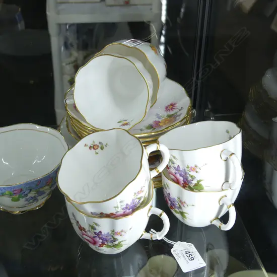 ROYAL CROWN DERBY, DERBY POSIES, 6 TRIOS - RED STAMP TO BASE