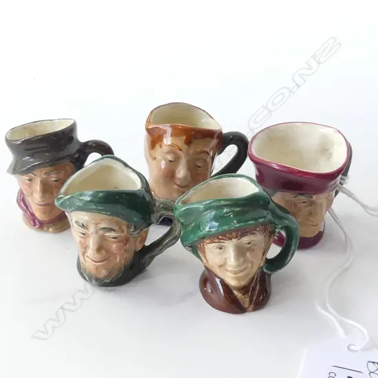 5 ROYAL DOULTON MINIATURE CHARACTER JUGS H.35mm