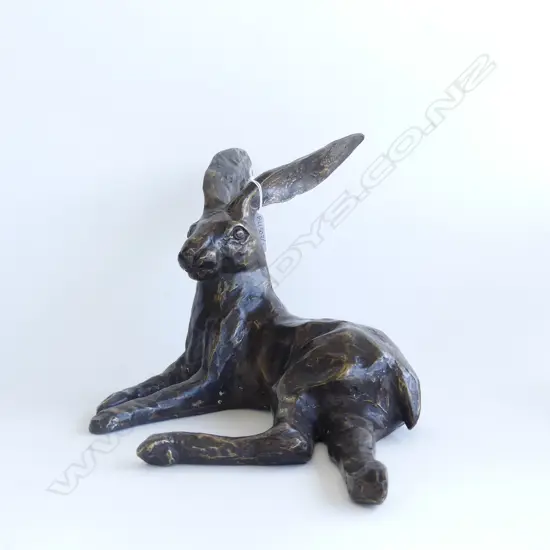 BRONZED RECLINING HARE RABBIT W.285mm