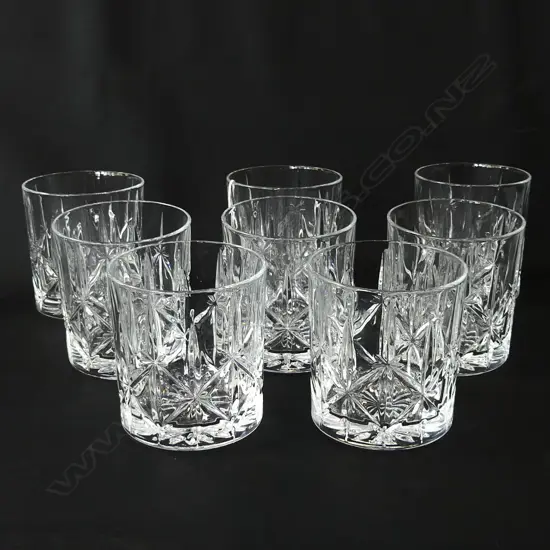 8 WATERFORD CRYSTAL MARQUIS DOUBLE OLD FASHIONED TUMBLERS H 95MM ACID STAMP TO BASE