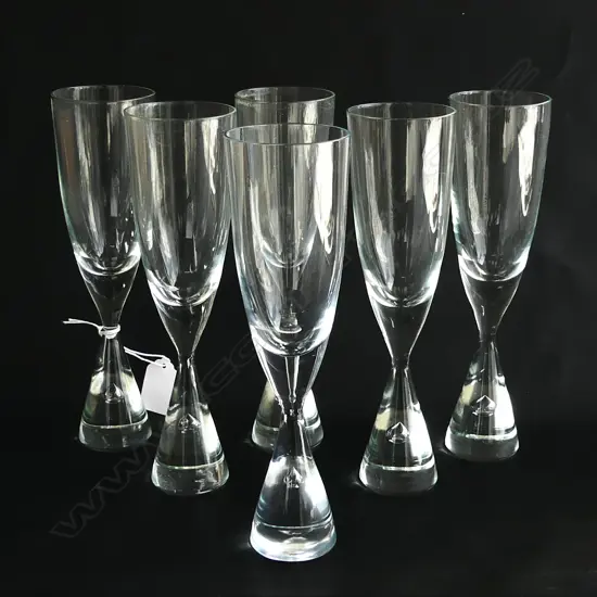 6 UNUSUAL HANDBLOWN CHAMPAGNE GLASSES 