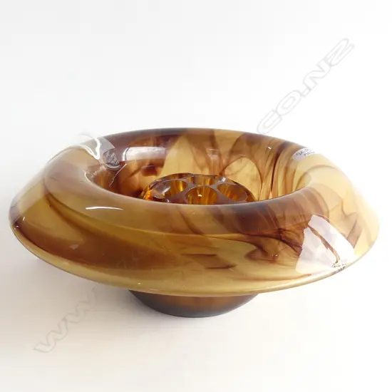 BROWN CLOUD GLASS BOWL WITH FLOWER STEM INSERT D. 220mm