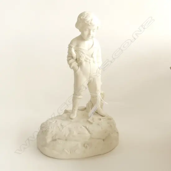 VICTORIAN PARIAN WARE FIGURE THE YOUNG TRAPPER LGE BASE. 'RC49' h.270mm