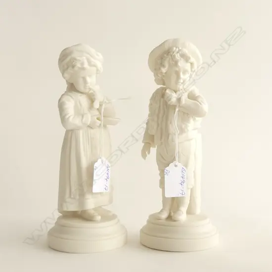 PR VICTORIAN PARIAN FIGURES BOY & GIRL WITH BOWL & SPOON  AF H.220mm