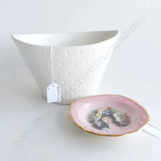 (20664) CROWN LYNN VASE H. 130mm & SMALL DISH D. 125mm