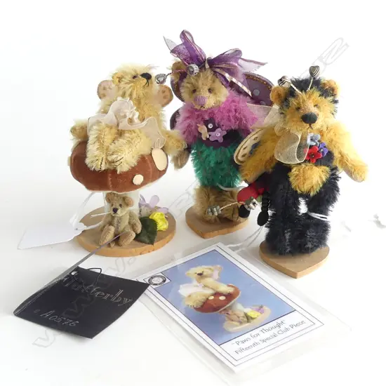 3 DEB CANHAM LTD. ED. COLLECTORS CLUB BEARS; 'FLUTTERBY', 'BUMBLE' & 'PAWS FOR THOUGHT' H.100mm