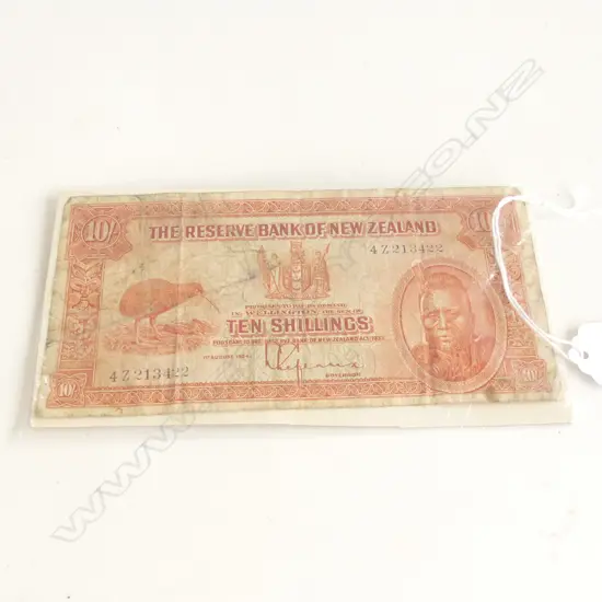 EARLY NZ LEFEAUX 10/- BANKNOTE 4Z213422 some wear