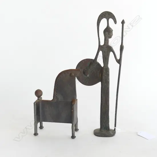 2 OLD CLASSICAL SCULPTURES HORSE + WARRIOR H. 240mm