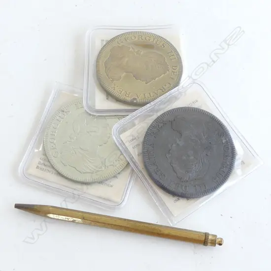 VINTAGE PROPELLING PENCIL & 3 OLD COINS 