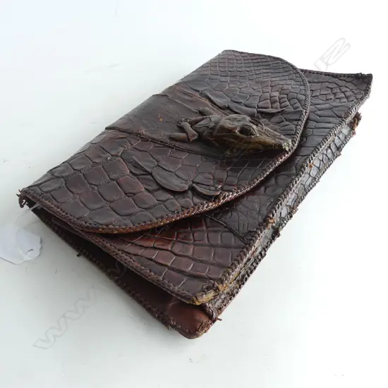 VINTAGE CROCODILE CLUTCH H. 160mm x 260mm