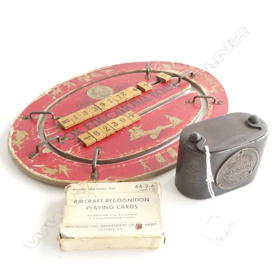 3 ITEMS - OLD NZ POST OFFICE SAVINGS BANK - UNUSUAL EDUCATION BOARD COUNTING BOARD &  AIRCRAFT RECOGNITION PLAYING CARDS
