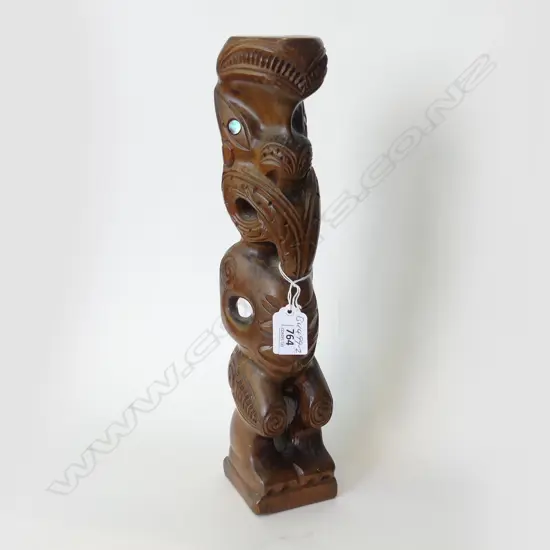 MAORI CARVED STYLISED STANDING FIGURE H.345mm
