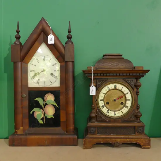2 LATE 19THC MANTLE CLOCKS BOTH A/F H 520 MM
