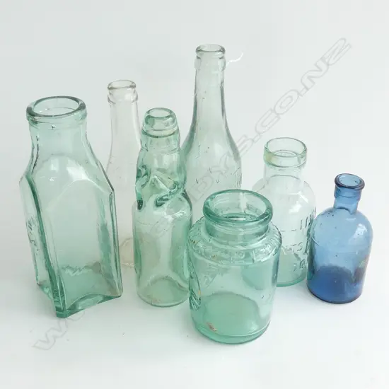 7 OLD GLASS BOTTLES H.230mm