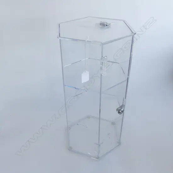 HEXAGONAL PLASTIC LOCKABLE DISPLAY CABINET 460 MM