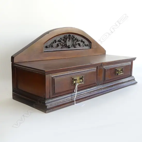 MAHOGANY SHELF w. TWO DRAWERS W.580mm